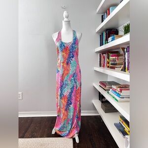 Lilly Pulitzer Colorful Leaf Print Maxi Dress